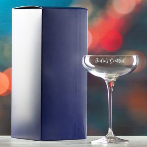 Engraved Infinity Cocktail Saucer with Name's Cocktail Design, Personalise with Any Name