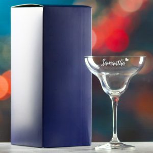 Engraved Infinity Margarita Cocktail Glass with Name with Heart Design, Personalise with Any Name