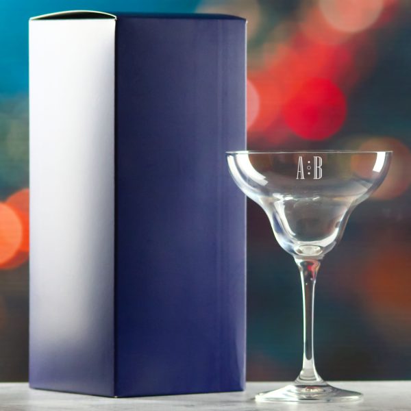 Engraved Crystal Infinity Margarita Cocktail Glass with Initials Design, Personalise with Any Name