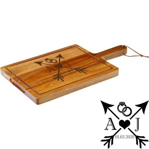 Engraved Acacia Wood Cheeseboard with Wedding Design