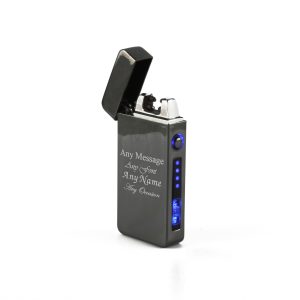 Engraved Electric Arc Lighter, Black, Any Message, Gift Boxed