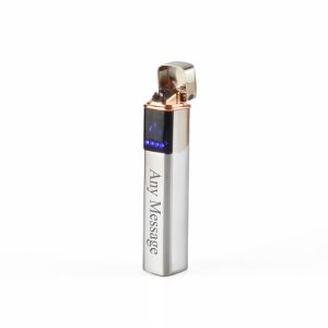 Engraved Slim Electric Lighter Silver Any Message Gift Boxed