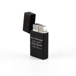 Engraved Jet Gas Lighter Black Any Message Gift Boxed