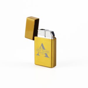 Engraved Jet Gas Lighter Gold Any Letter Gift Boxed