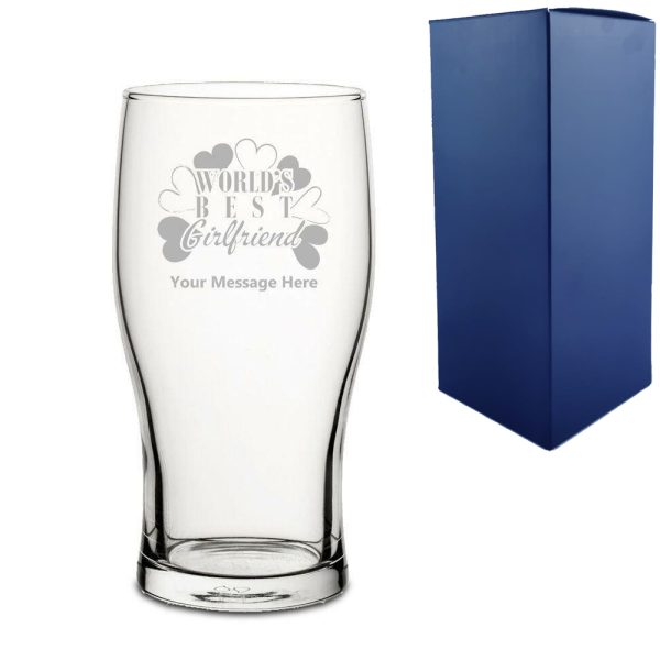 Engraved Pint Glass with World's Best Girlfriend Design