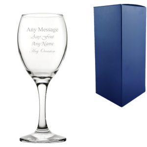 Engraved 8.7oz/258ml Pure Wine Glass, Any Message for Any Occasion