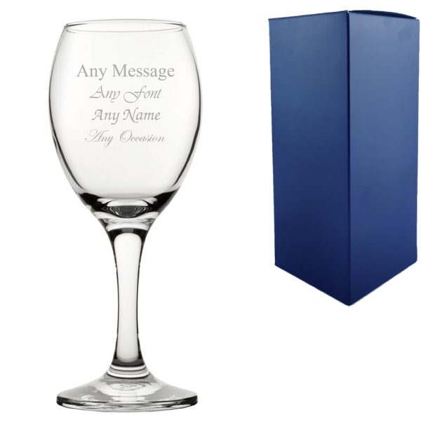Engraved 11oz/325ml Pure Wine Glass, Any Message for Any Occasion