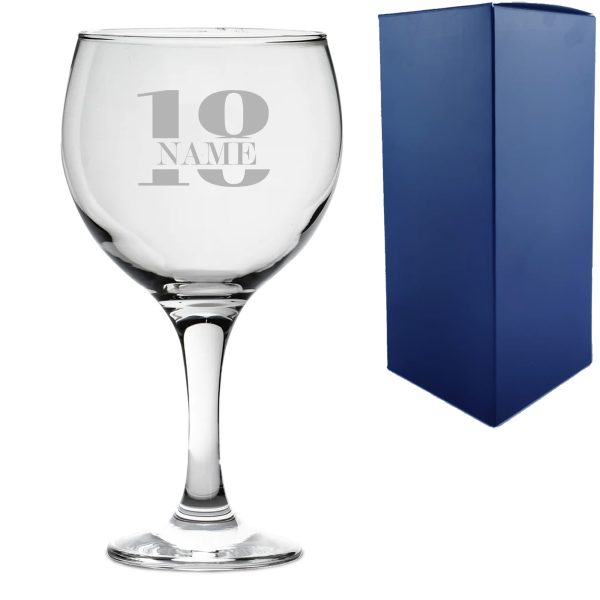 Engraved Gin Balloon Cocktail Glass with Name in 18 Design - Image 3