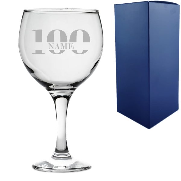 Engraved Gin Balloon Cocktail Glass with Name in 100 Design - Image 3