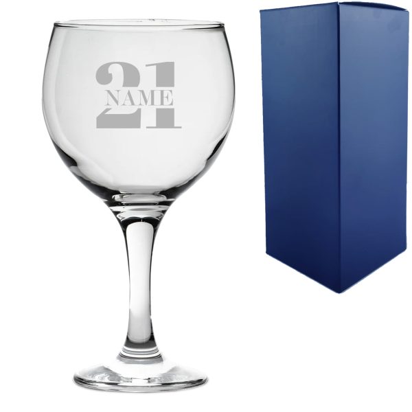 Engraved Gin Balloon Cocktail Glass with Name in 21 Design - Image 3