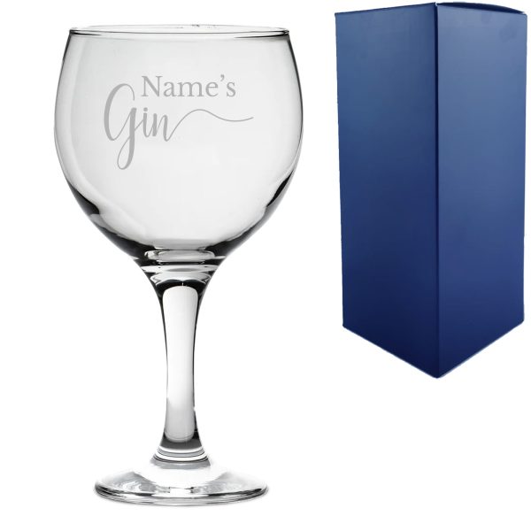 Engraved Gin Balloon Cocktail Glass with Name's Gin Design, Personalise with Any Name - Image 3