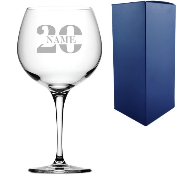Engraved Primeur Gin Balloon Cocktail Glass with Name in 20 Design - Image 3