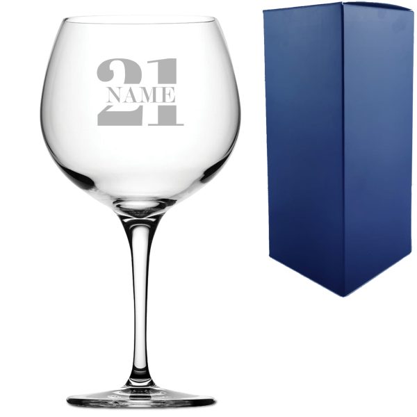 Engraved Primeur Gin Balloon Cocktail Glass with Name in 21 Design - Image 3