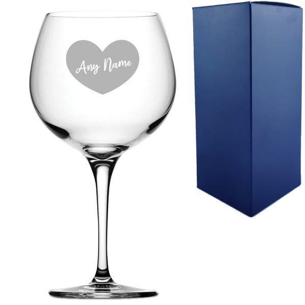 Engraved Primeur Gin Balloon Cocktail Glass with Name in Heart Design, Personalise with Any Name - Image 3