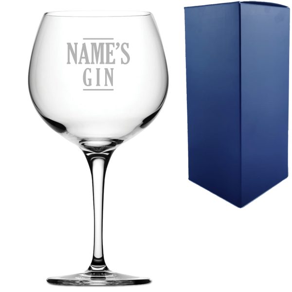 Engraved Primeur Gin Balloon Cocktail Glass with Name's Gin Serif Design, Personalise with Any Name - Image 3