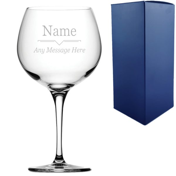 Engraved Primeur Gin Balloon Glass with Line Break Design, Personalise with Any Name and Message - Image 3