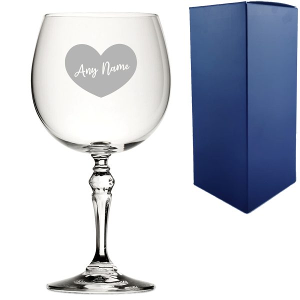 Engraved Crystal Gin and Tonic Cocktail Glass with Name in Heart Design, Personalise with Any Name - Image 3