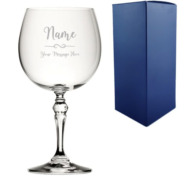 Engraved Crystal Gin and Tonic Glass with Flourish Design, Personalise with Any Name and Message - Image 3
