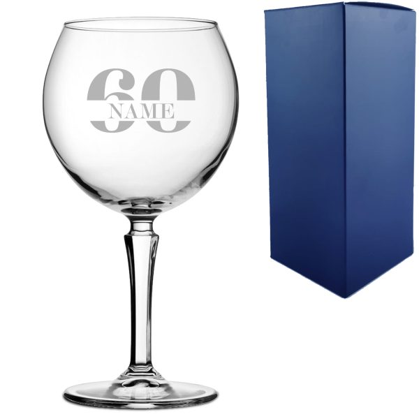 Engraved Hudson Gin Balloon Cocktail Glass with Name in 60 Design - Image 3