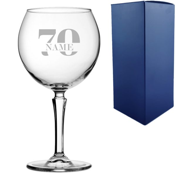 Engraved Hudson Gin Balloon Cocktail Glass with Name in 70 Design - Image 3