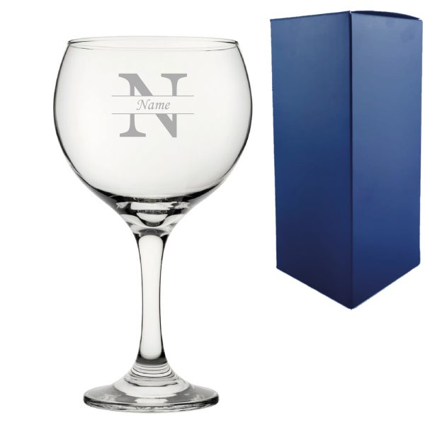 Engraved Cubata Gin Glass, Initial and Name, Classic Font - Image 3