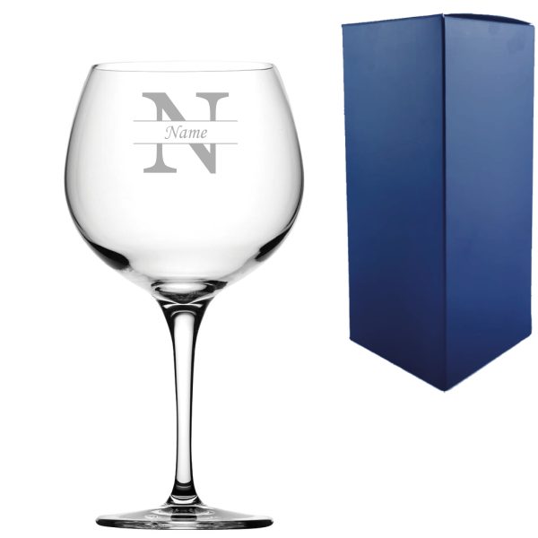 Engraved Primeur Gin Glass, Initial and Name, 680ml, Classic Font - Image 3