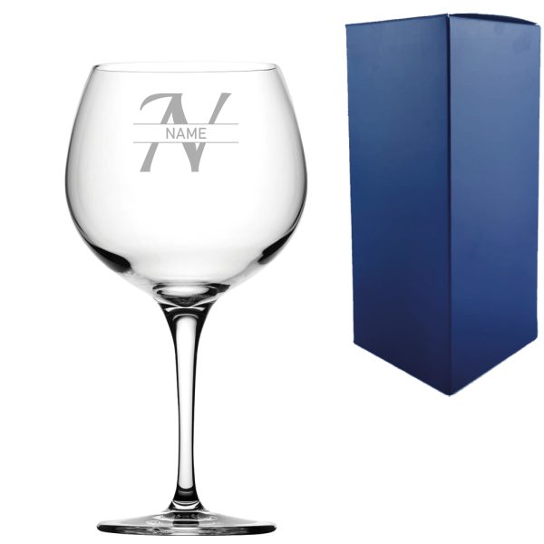Engraved Primeur Gin Glass, Initial and Name, 680ml, Italic Font - Image 3