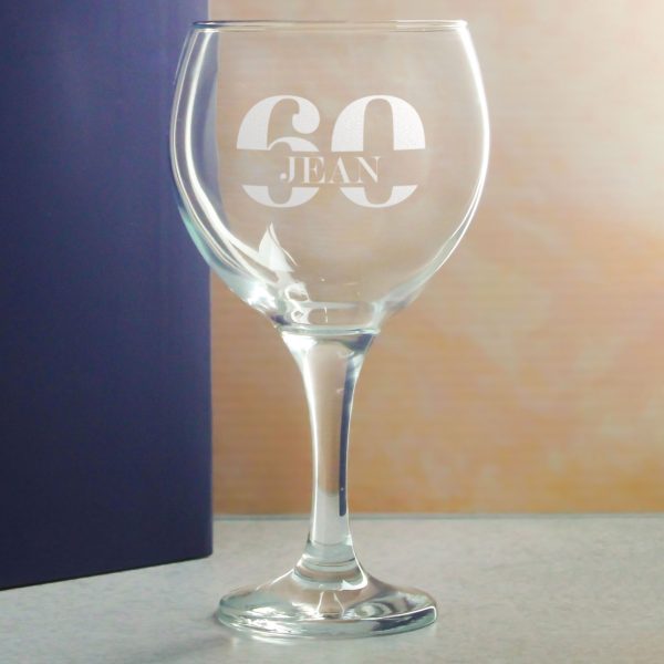 Engraved Gin Balloon Cocktail Glass with Name in 60 Design - Image 4