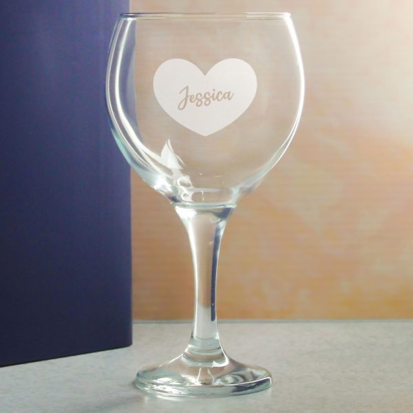 Engraved Gin Balloon Cocktail Glass with Name in Heart Design, Personalise with Any Name - Image 4