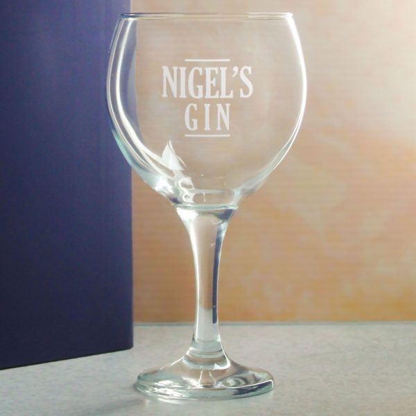 Engraved Gin Balloon Cocktail Glass with Name's Gin Serif Design, Personalise with Any Name - Image 4