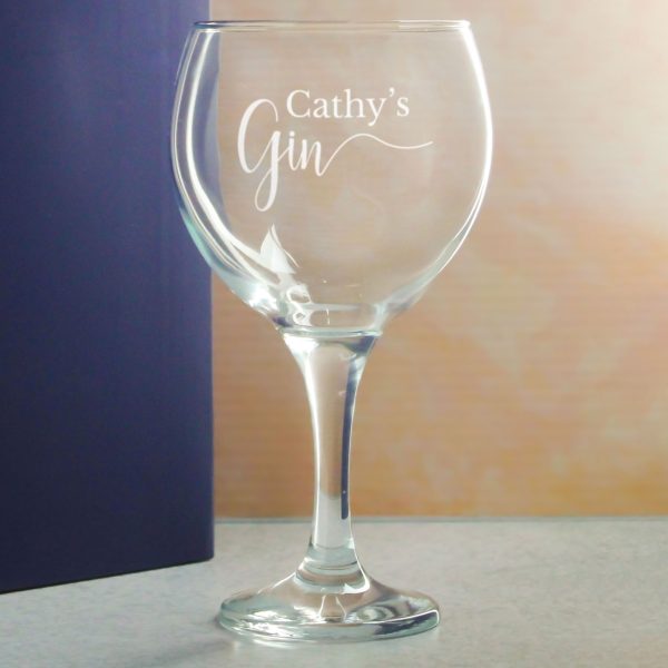 Engraved Gin Balloon Cocktail Glass with Name's Gin Design, Personalise with Any Name - Image 4