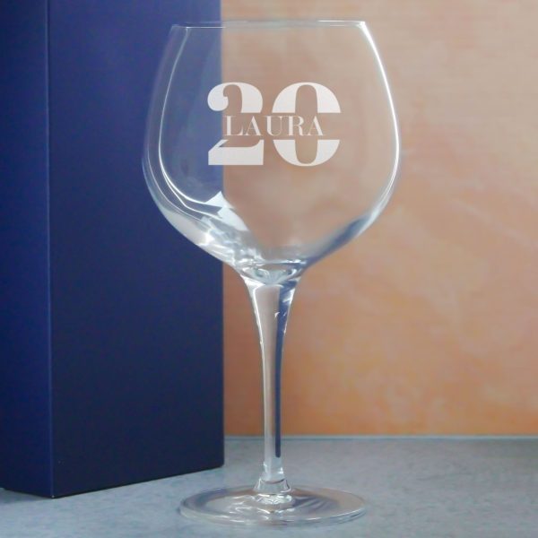 Engraved Primeur Gin Balloon Cocktail Glass with Name in 20 Design - Image 4