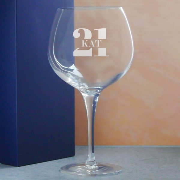 Engraved Primeur Gin Balloon Cocktail Glass with Name in 21 Design - Image 4