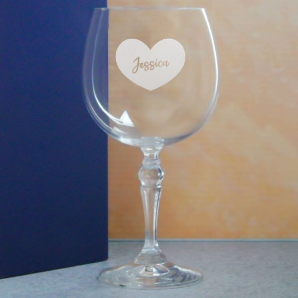 Engraved Crystal Gin and Tonic Cocktail Glass with Name in Heart Design, Personalise with Any Name - Image 4