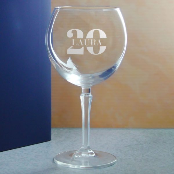 Engraved Hudson Gin Balloon Cocktail Glass with Name in 20 Design - Image 4