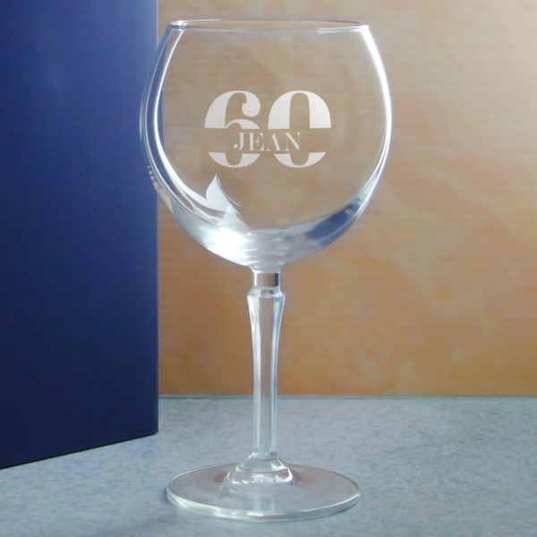 Engraved Hudson Gin Balloon Cocktail Glass with Name in 60 Design - Image 4