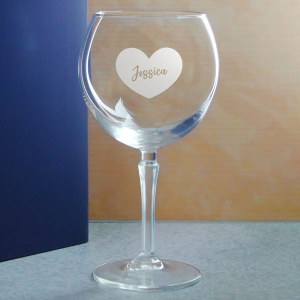 Engraved Hudson Gin Balloon Cocktail Glass with Name in Heart Design, Personalise with Any Name - Image 4