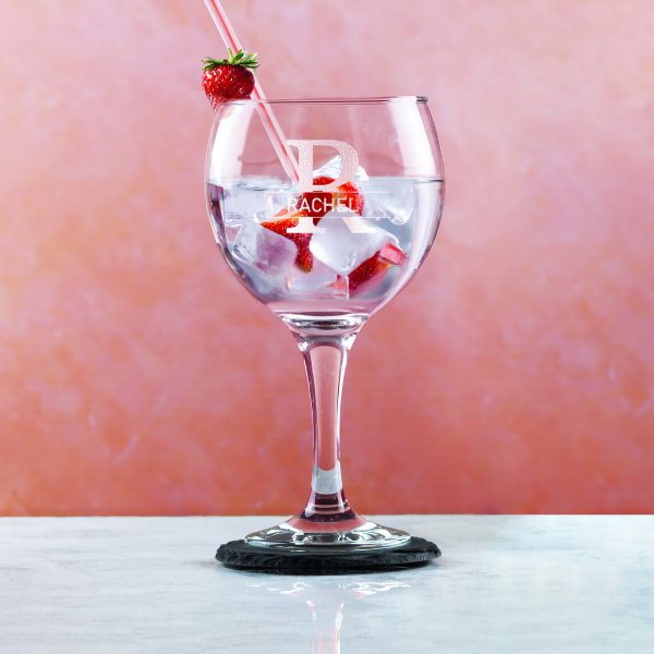 Engraved Cubata Gin Glass, Initial and Name, Classic Font - Image 4