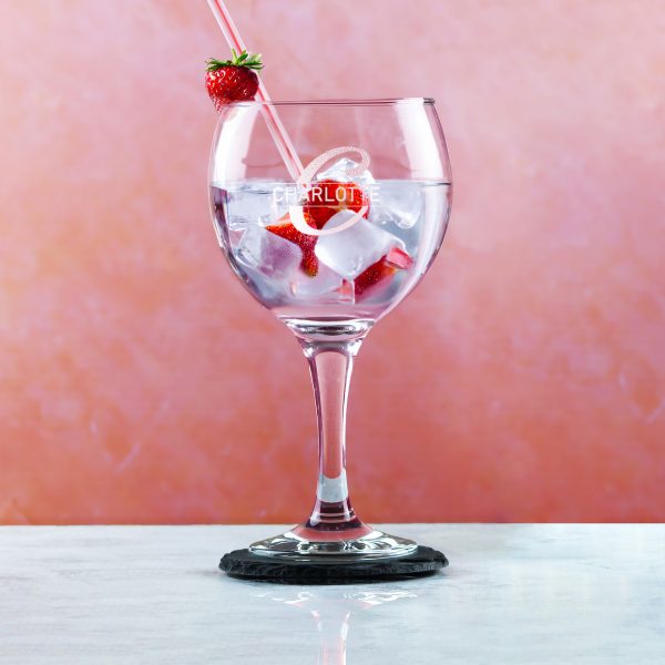 Engraved Cubata Gin Glass, Initial and Name, Italic Font - Image 4