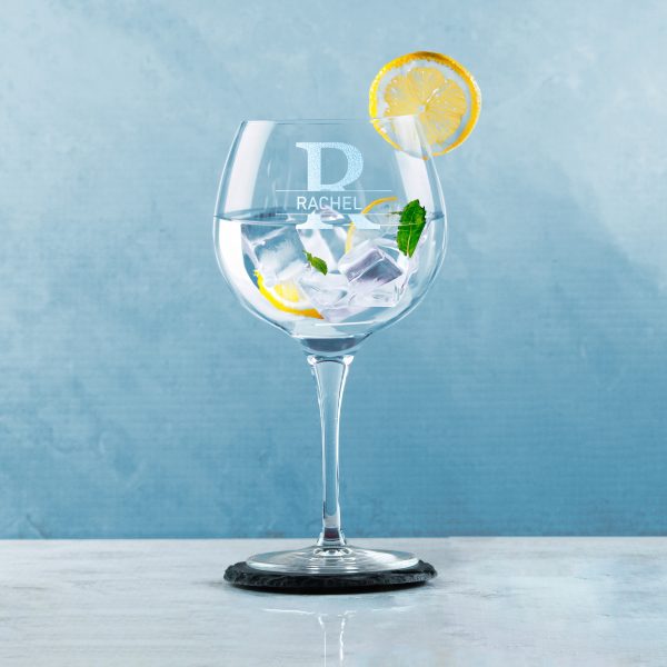 Engraved Primeur Gin Glass, Initial and Name, 680ml, Classic Font - Image 4