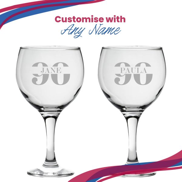 Engraved Gin Balloon Cocktail Glass with Name in 90 Design - Image 5