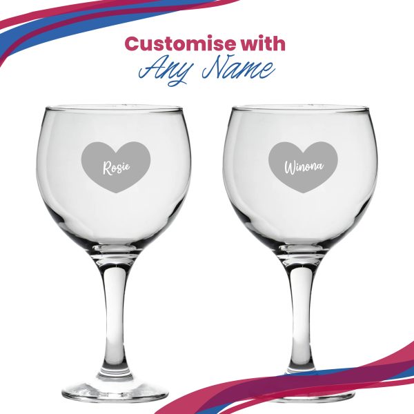 Engraved Gin Balloon Cocktail Glass with Name in Heart Design, Personalise with Any Name - Image 5