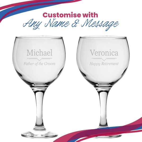 Engraved Gin Balloon Glass with Line Break Design, Personalise with Any Name and Message - Image 5