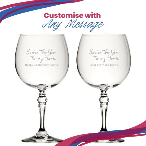 Engraved Crystal Gin and Tonic Glass with You're the Gin to My Tonic Design, Personalise with Any Message - Image 5