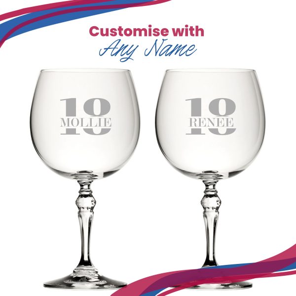 Engraved Crystal Gin and Tonic Cocktail Glass with Name in 18 Design - Image 5