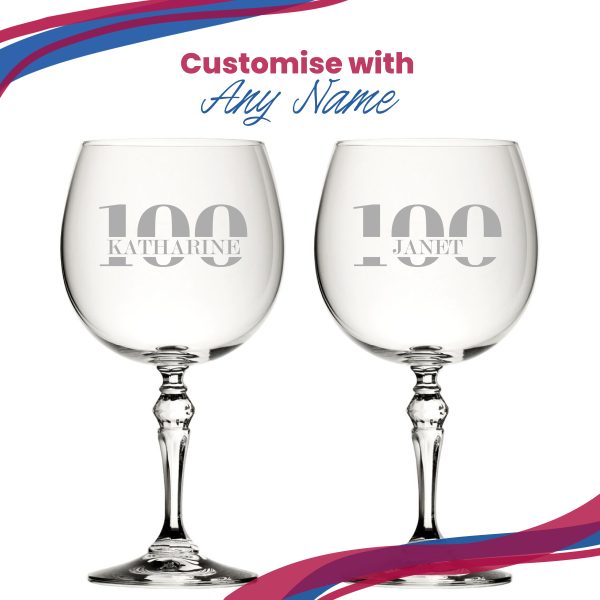 Engraved Crystal Gin and Tonic Cocktail Glass with Name in 100 Design - Image 5