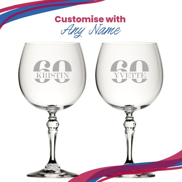 Engraved Crystal Gin and Tonic Cocktail Glass with Name in 60 Design - Image 5