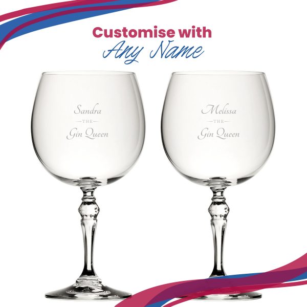 Engraved Crystal Gin and Tonic Cocktail Glass with The Gin Queen Design, Personalise with Any Name - Image 5