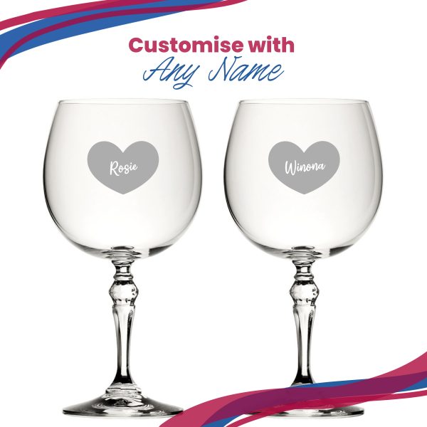 Engraved Crystal Gin and Tonic Cocktail Glass with Name in Heart Design, Personalise with Any Name - Image 5