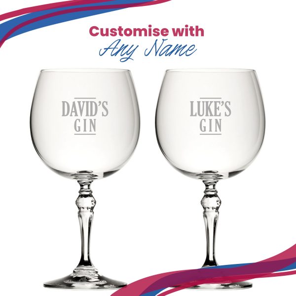 Engraved Crystal Gin and Tonic Cocktail Glass with Name's Gin Serif Design, Personalise with Any Name, Gift Box Included, Laser Engraved - Image 5